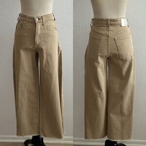 Rag & Bone Andi High Rise Ankle Wide Leg Featherweight Beige Jeans